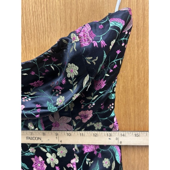 Lulus Make a Move Black Satin Floral Jacquard Strapless Midi Dress Small Prom - Picture 10 of 11